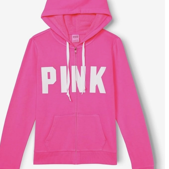 Victoria's Secret Women's PINK Logo Full Zip-up Sweatshirt Hoodie size medium - Picture 2 of 6